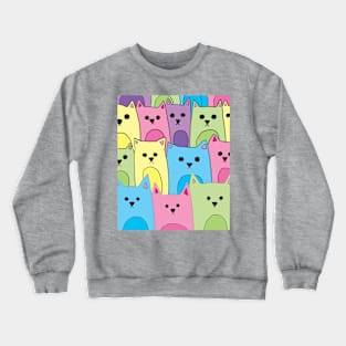 Pastel Group of Cats Crewneck Sweatshirt